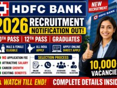 HDFC Bank Recruitment 2026: 10th, 12th Pass and Graduates Can Apply with a total of 10,000+ Vacancies HDFC Bank Recruitment