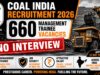 Coal India Recruitment 2026: 660 Management Trainee Vacancies Without Interview Coal India