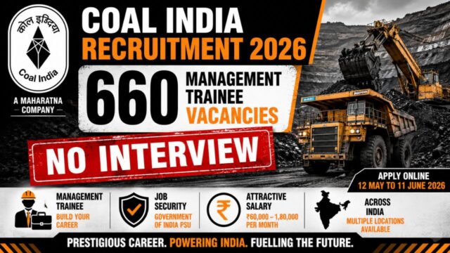 Coal India Recruitment 2026: 660 Management Trainee Vacancies Without Interview Coal India