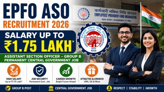 EPFO ASO Recruitment 2026 Notification Out – Salary ₹1.75 Lakh, Eligibility, Vacancy & Exam Pattern EPFO ASO
