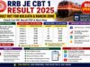RRB JE CBT 1 Result 2025 Released: Cut Off Marks Out for Kolkata and Ranchi Zones RRB JE CBT1 result