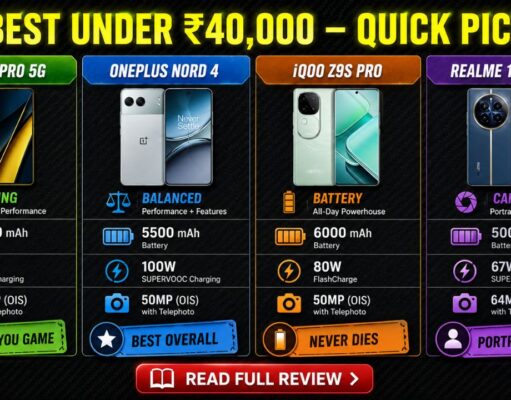 Best Smartphones Under ₹40,000 in 2026: Top Picks for Gaming, Camera, and Overall Value Smartphones